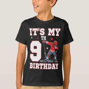 Camiseta É o Meu 9º Aniversário Menino Hóquei no Gelo Dabbi