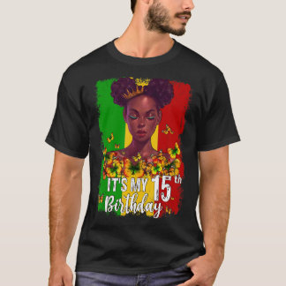 Camiseta É o meu aniversário 15 de 15 anos Melanina Preta W
