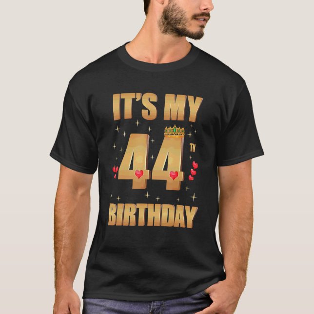 Camiseta É o meu aniversário 44 de 44 anos 44 de aniversári (Frente)