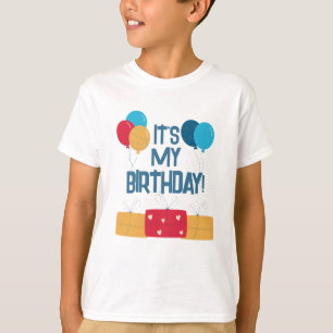 Camiseta É o meu aniversário Balões e Presentes