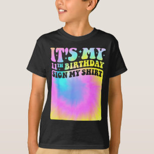 Camiseta É o meu aniversário de 11 anos Assine a minha cami