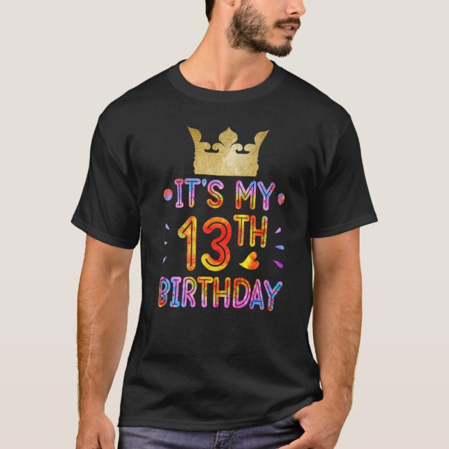 Camiseta É o meu aniversário de 13 13 anos Meninos e Menina (Frente)