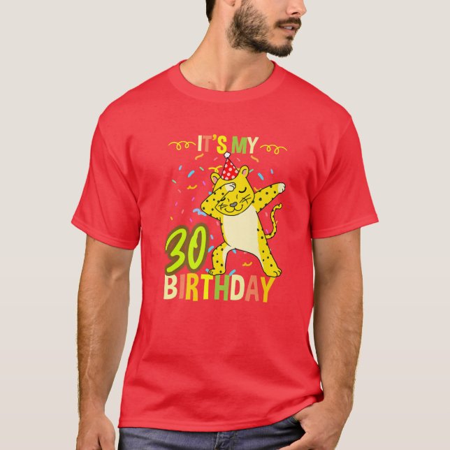 Camiseta É O Meu aniversário de 30 anos Dabbing Cheetah (Frente)