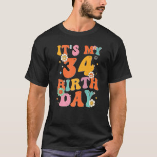 Camiseta É o meu aniversário de 34 anos, Vintage Groovy