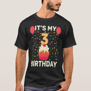 Camiseta É o meu aniversário de 3 anos Doce Cupcake de 3 an