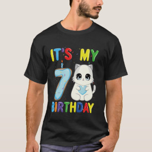 Camiseta É o meu aniversário de 7 anos Menino Gato Ragdoll