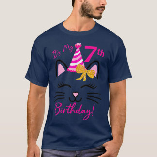 Camiseta É O Meu Aniversário De 7, Uma Gata Engraçada, Aniv