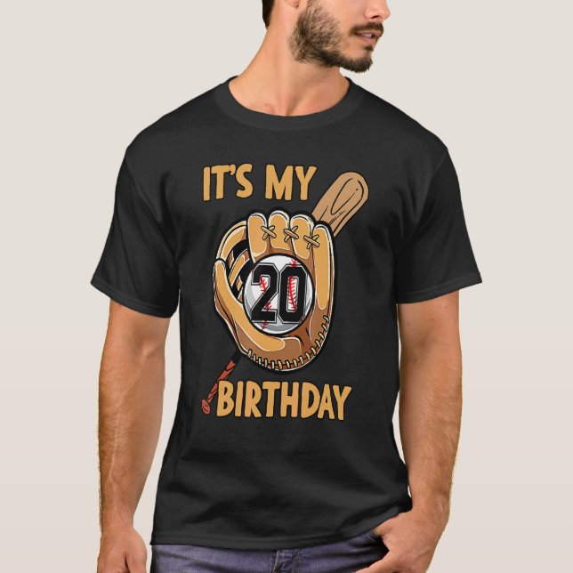 Camiseta É o meu aniversário de beisebol de 20 aniversário  (Frente)