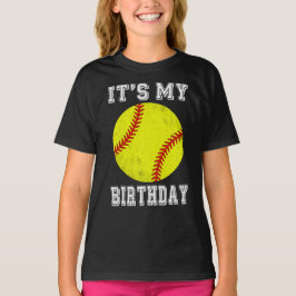 Camiseta É o Meu Aniversário Design de Softbol