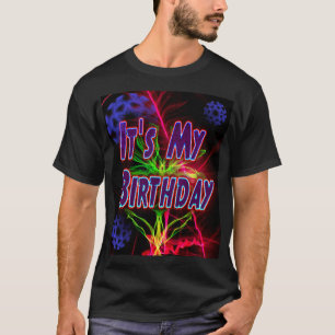 Camiseta É o meu aniversário, Festa Neon