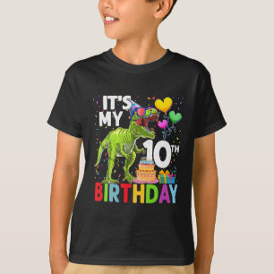 Camiseta É o meu décimo aniversário Dinossauro T - Rex Happ