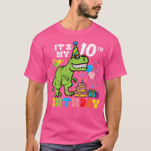 Camiseta É O Meu Décimo Aniversário, Dinossauro Trex, 10 An
