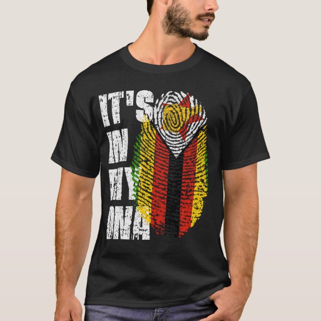 Camiseta É O MEU DNA, Doninha de Bandeira do Zimbábue. (Frente)