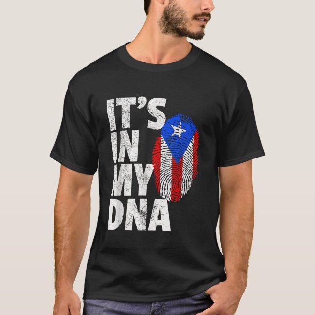 Camiseta É o meu DNA Porto Rico Bandeira Riquenho Camiseiro (Frente)