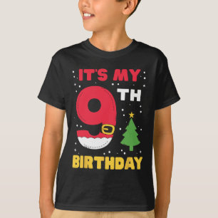 Camiseta É o meu nono aniversário Natal de 9 anos Papais no