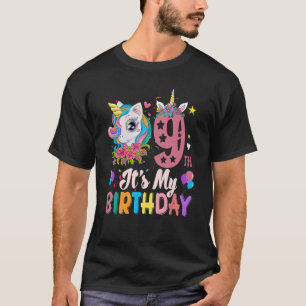 Camiseta É o meu nono aniversário, o Unicórnio miúdas miúda