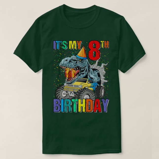 Camiseta É o meu oitavo aniversário Monstro Dinossauro de C (Frente do Design)