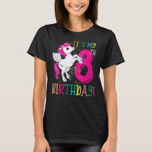 Camiseta É o meu oitavo aniversário, Unicórnio com 8 anos