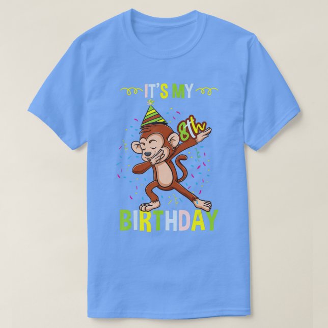 Camiseta É o meu oitavo macaco de aniversário (Frente do Design)