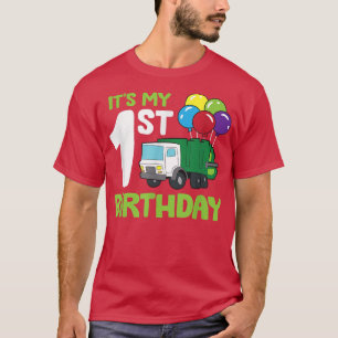 Camiseta É o meu primeiro aniversario de caminhão de lixo p