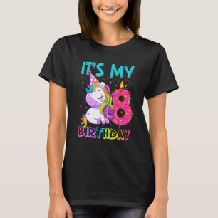 Camiseta É o meu quarto aniversário, Cute Unicorn, 8 anos