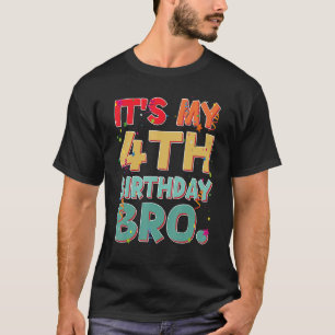 Camiseta É o meu quarto aniversário, irmão engraçado, 4 ano