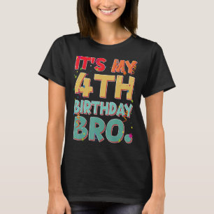 Camiseta É o meu quarto aniversário, irmão engraçado, 4 ano