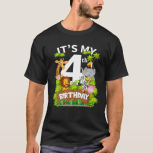 Camiseta É o meu quarto jardim zoológico de 4 anos.