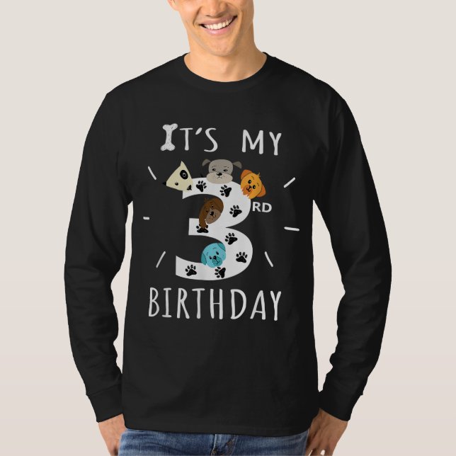 Camiseta É o meu tema do cão aniversário de 3 anos (Frente)