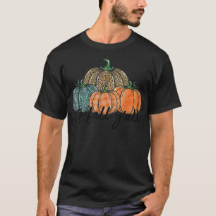 Camiseta É o outono de Autumn Pumpkin Leopard Ação de Graça