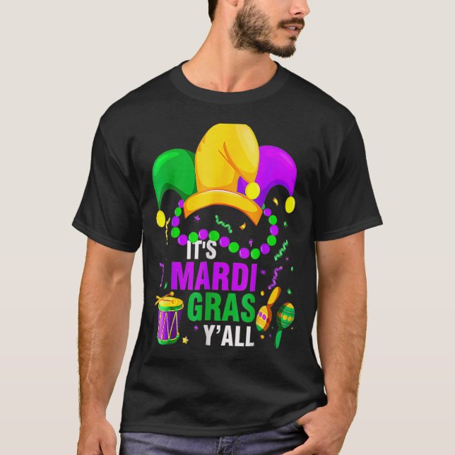 Camiseta É o partido Mardi Gras Yall Mardi Gras Jester Fest (Frente)