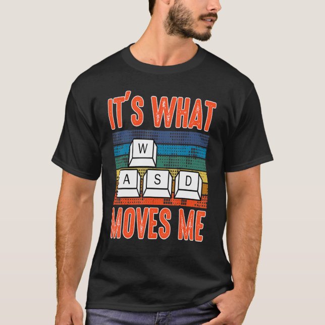 Camiseta É o que me move Videos games Wasd jogos retrô V (Frente)