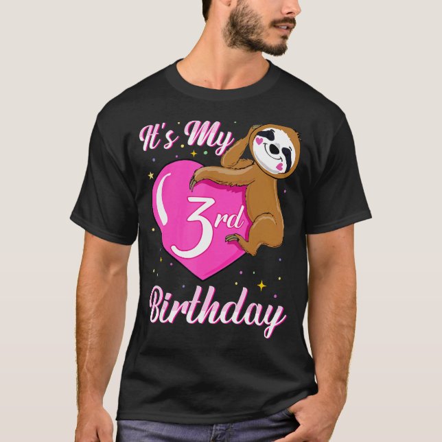 Camiseta É O Tema Da Minha aniversário de 3 anos Rosa Sorri (Frente)