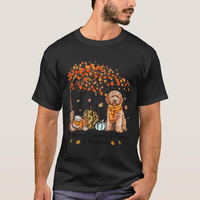 Camiseta É o tempo mais maravilhoso de Goldendoodle Pumpkin (Frente)