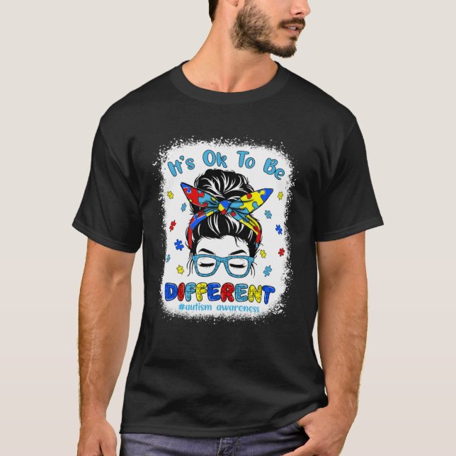 Camiseta É Ok Ser Diferente Coque Desarrumado Conscientizaç (Frente)