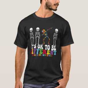Camiseta É Ok Ser Diferente Esqueleto Consciência do Autism