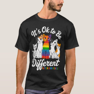 Camiseta É Ok Ser Diferente Quebra-Cabeça Gato Fofo Conscie