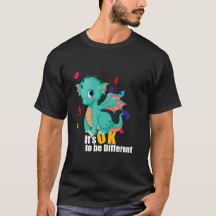 Camiseta É Okay Ser Diferente Dinossauro Fofo Autismo Consc