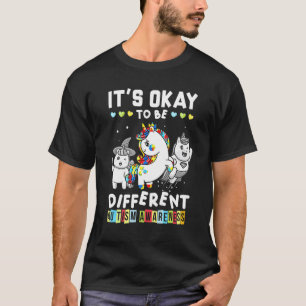 Camiseta É Okay Ser Diferente Unicórnio Autismo Engraçado