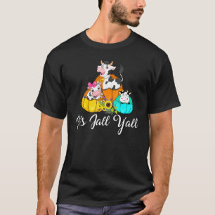 Camiseta É Outono Família Vaca Tempero de Abóbora Outono