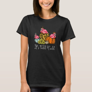Camiseta É Outono Galera Flamingo Leopardo Abóbora Caindo