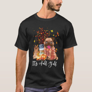 Camiseta É Outono Pessoal Pug Cão Abóbora Outono Ação de Gr