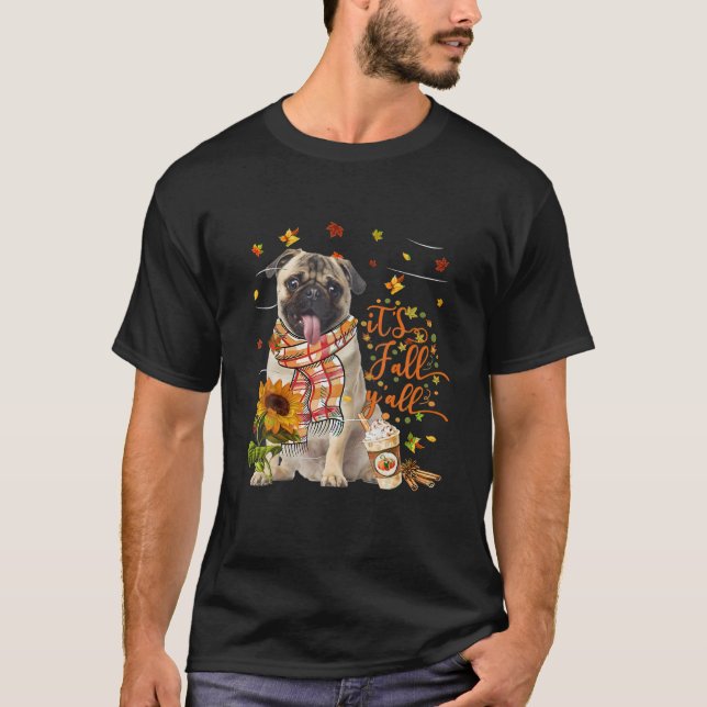 Camiseta É outono... Todos os Cachorros de Pug, amantes do  (Frente)