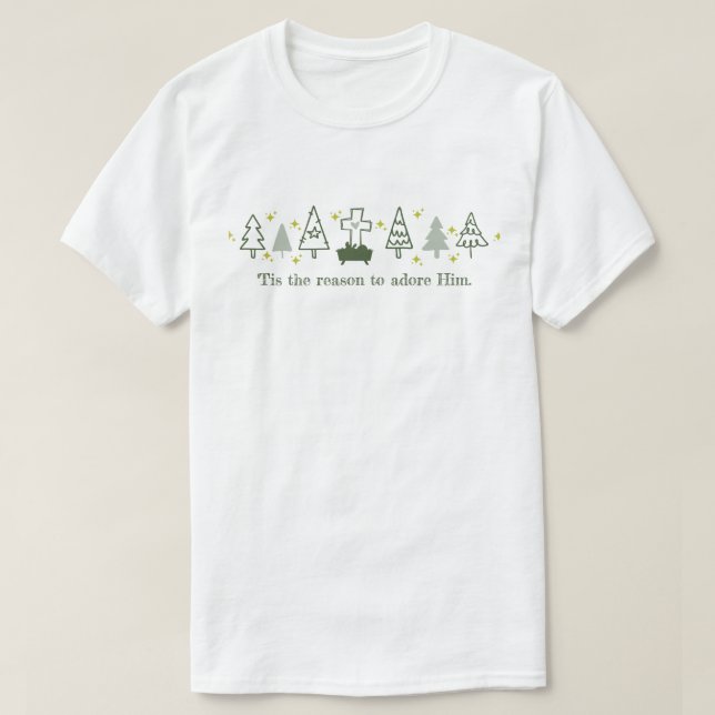 Camiseta É POR ISSO QUE A Natividade Natal Cristã É Branca (Frente do Design)