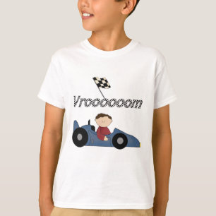 Camiseta e presentes azuis do carro de corridas