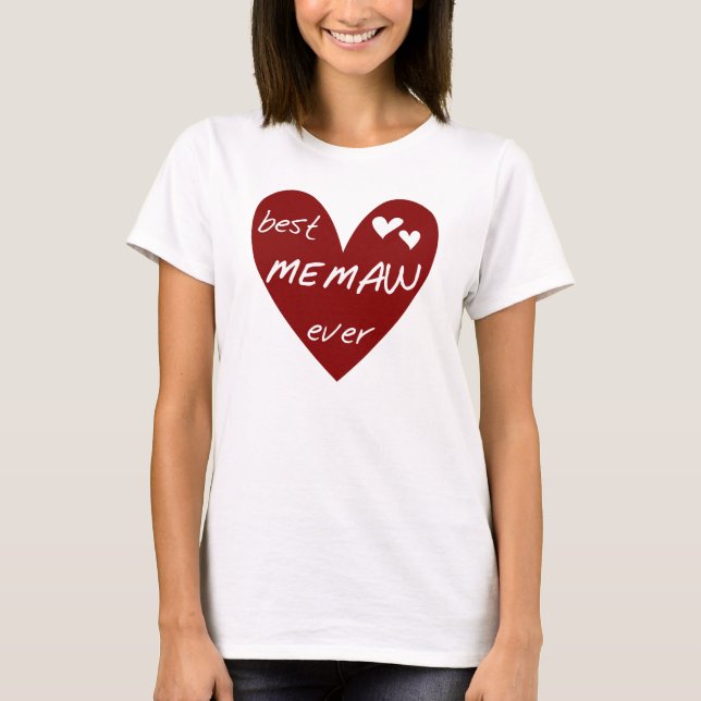 Camiseta e presentes de Memaw do coração vermelho (Frente)