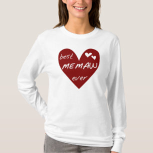 Camiseta e presentes de Memaw do coração vermelho
