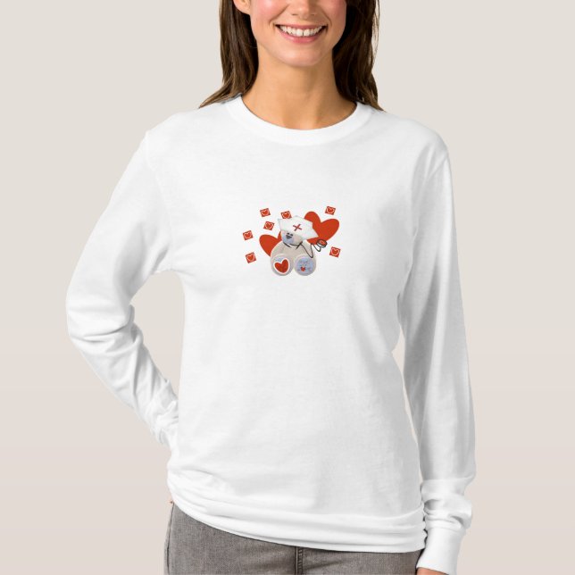 Camiseta e presentes do amor da enfermeira do urso (Frente)