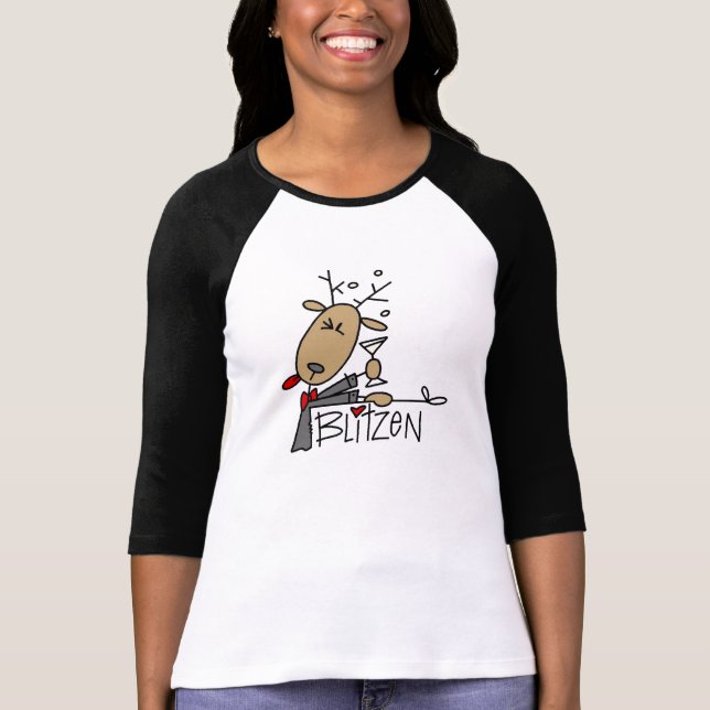 Camiseta e presentes do Natal da rena de Blitzen (Frente)