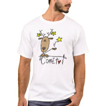 Camiseta e presentes do Natal da rena do cometa